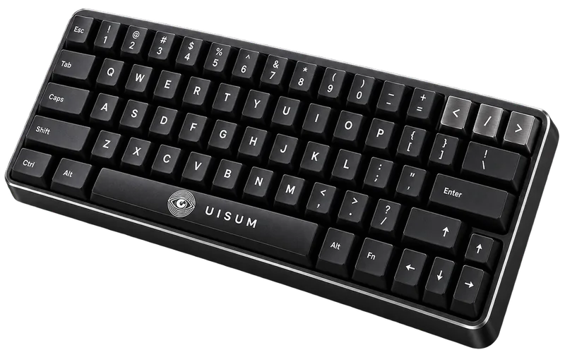 Kompakte schwarze Tastatur, auf der Leertaste das Uisum-Auge
