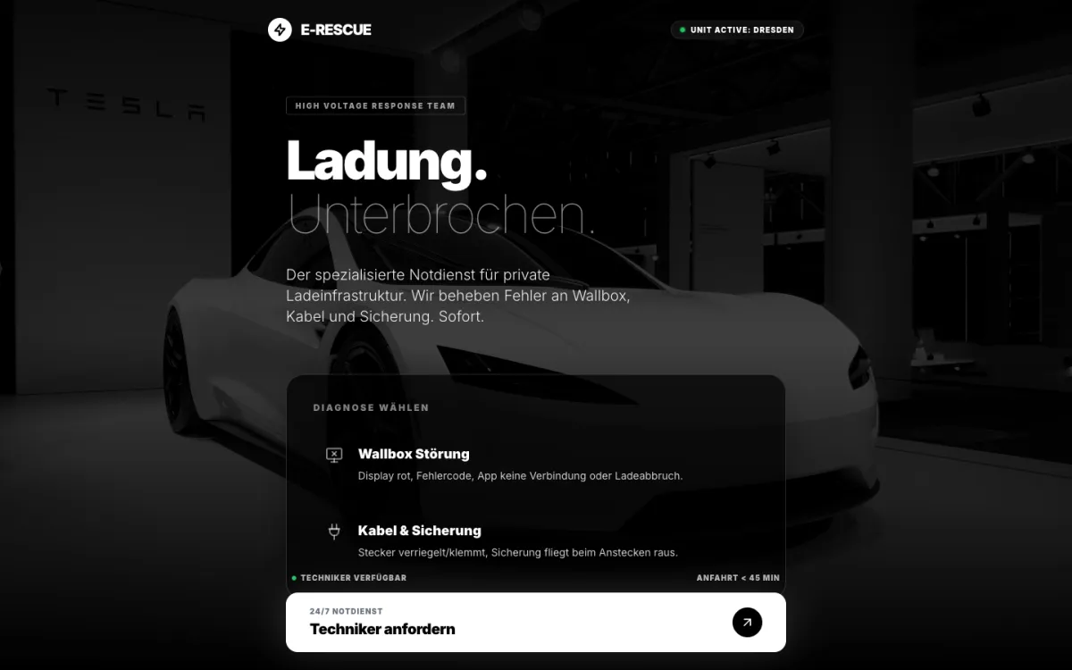 Website Wallbox-Notdienst, Dresden, Startseite