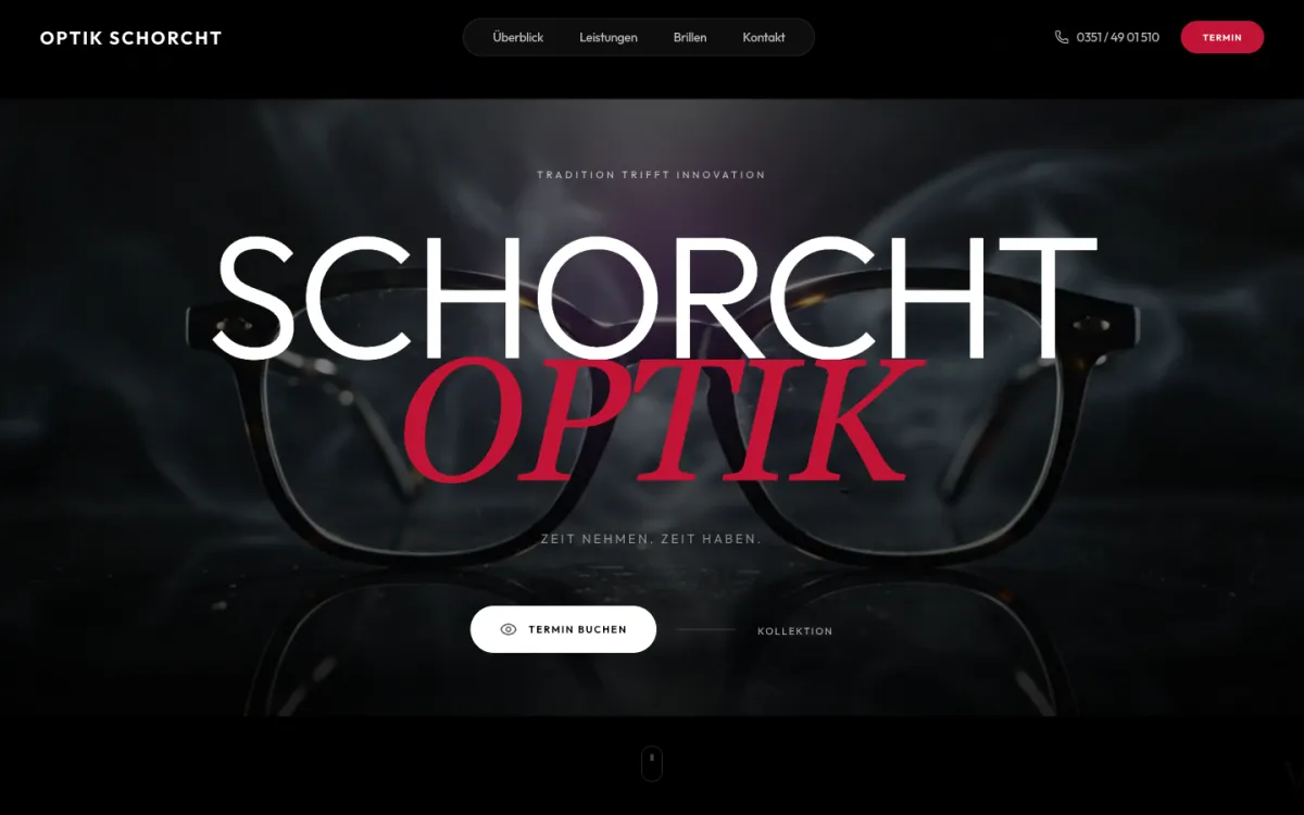 Website Optiker, Dresden, Startseite